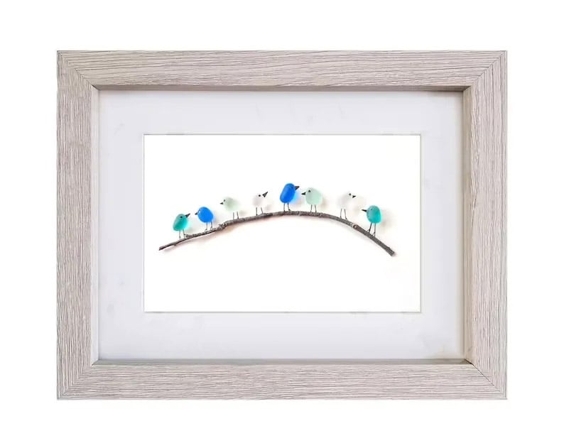 (🔥HOT SALE NOW 49% OFF) - Sea Glass Rainbow Birds - Framed Unique Handmade