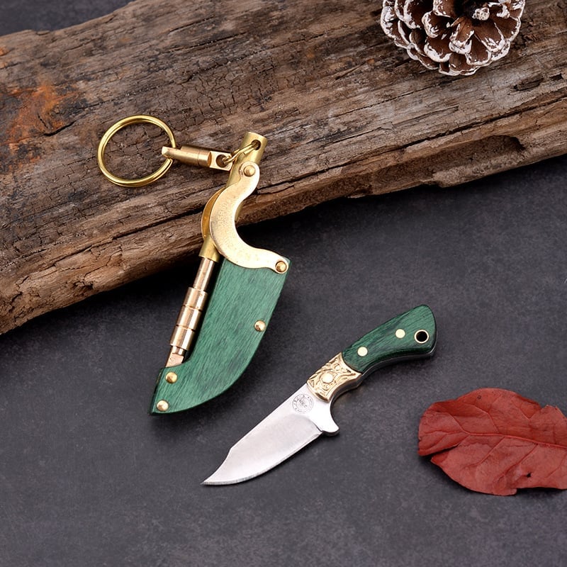 🔥LAST DAY 50% OFF🔥Handmade Keychain Pendant Knife with Solid Wood Scabbard