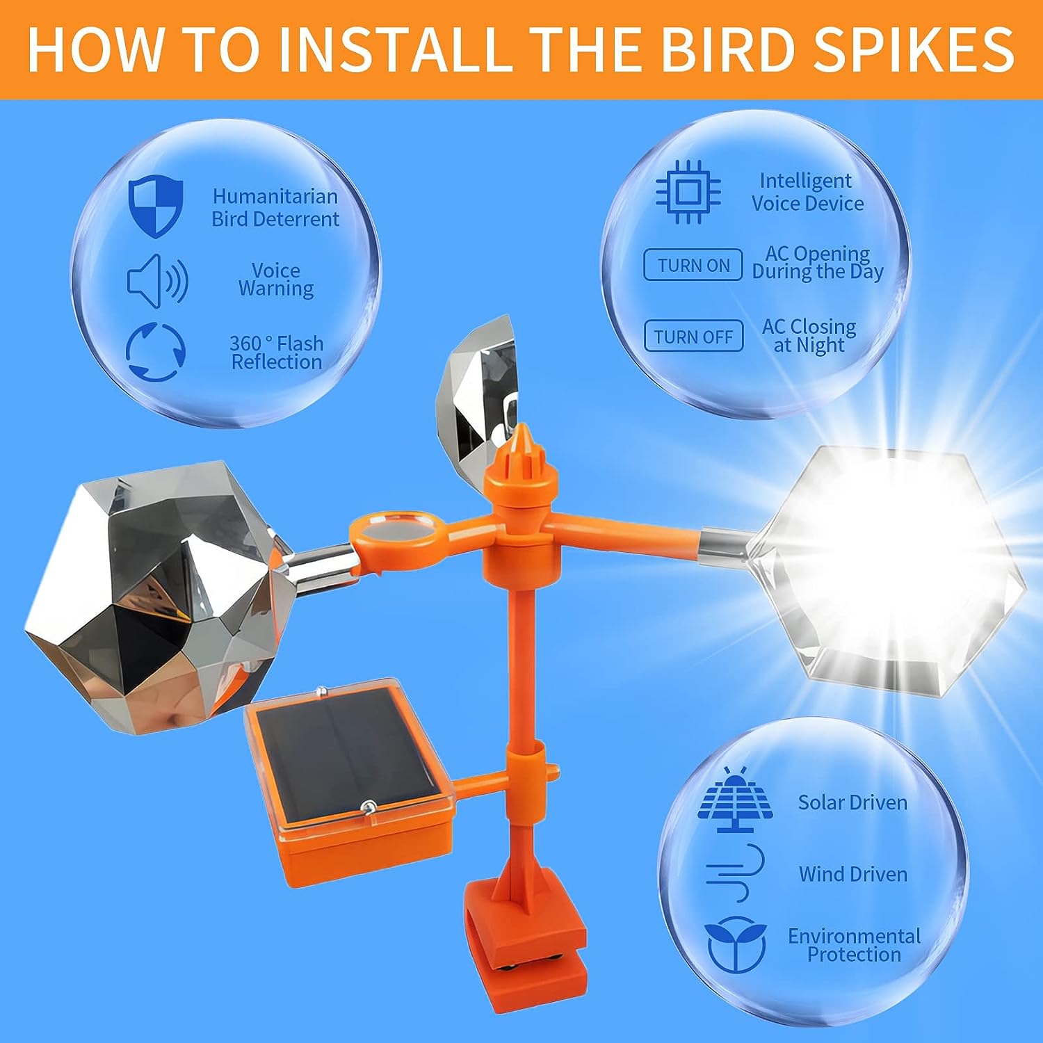 (🔥Summer Hot Sale -50% OFF)  360° Wind Driven Flash Bird Repellent🎉BUY 2 GET  FREE SHIPPING