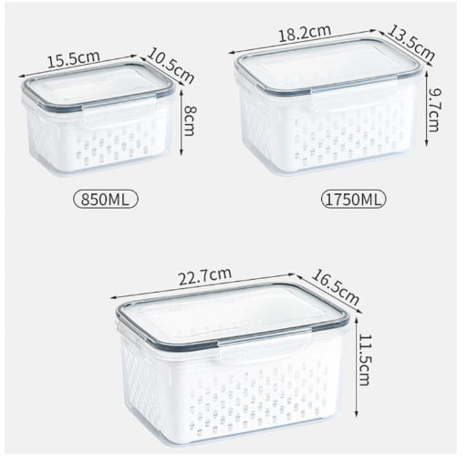 ⏰LAST DAY SALE 50% OFF💥Household transparent plastic food storage box-Including drain basket