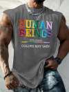 Retro Human Beings 100% Organic Colors May Vary Human Rights Equality Pride Print Tops Tank