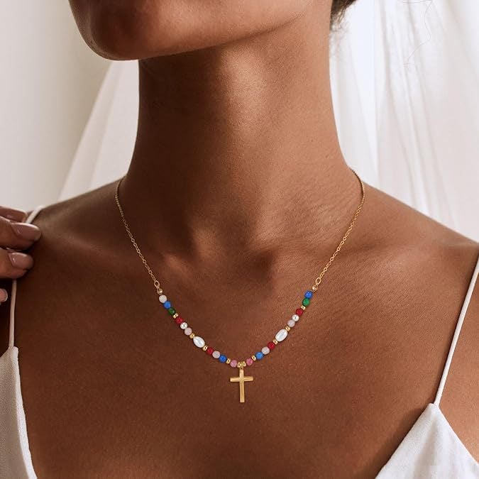 🔥 Letzter Tag Aktion: 49 % Rabatt 📿Perlenkreuz-Halskette – Das beste Geschenk🎁