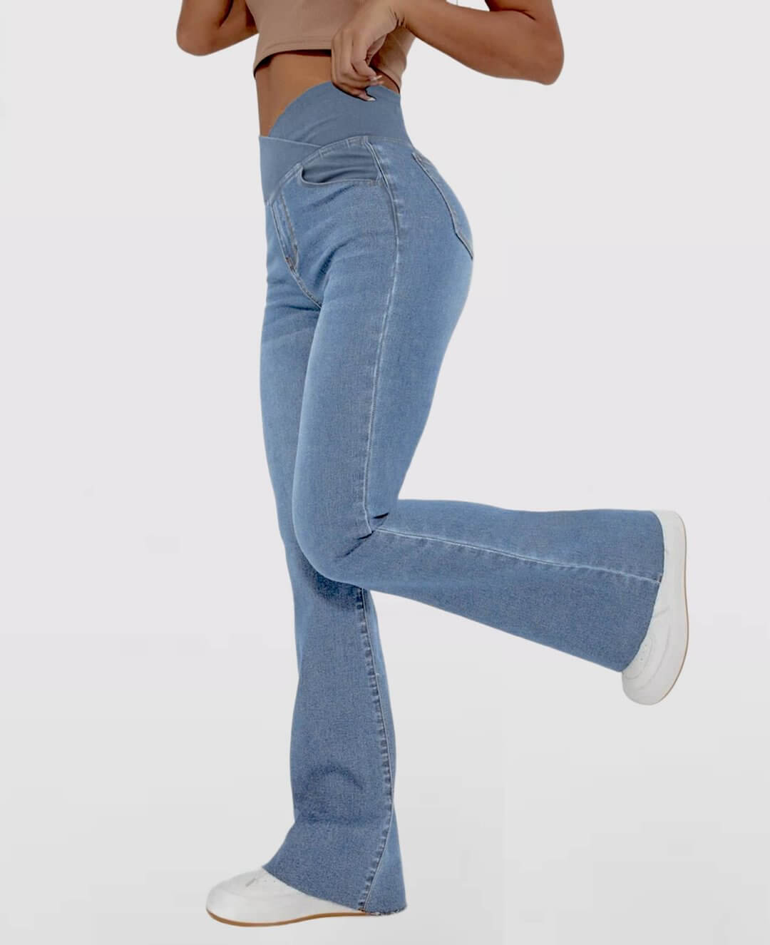 🔥Stretch-Jeans mit hoher Taille und Crossover