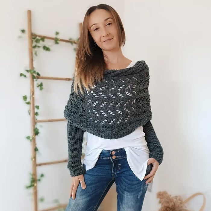 🎁Letzter Tag 49 % Rabatt🔥Gestrickter Zopfmuster-Umhang, Bolero für Damen