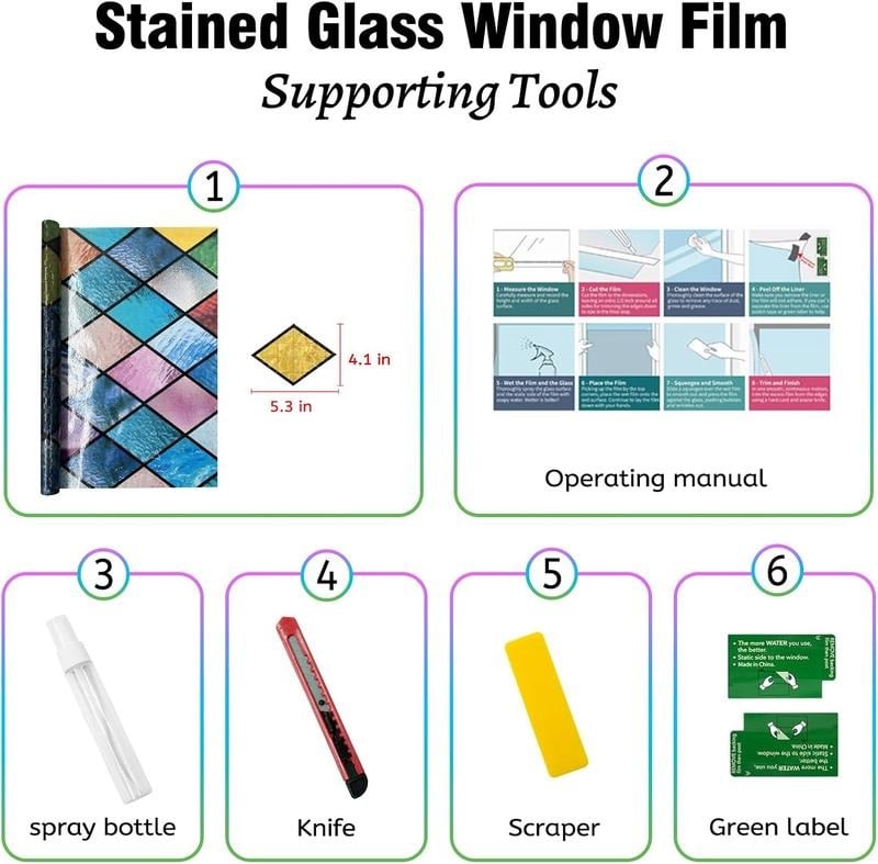 💖Hot 48% OFF🌹🌈 Rainbow Stained Glass Window Film