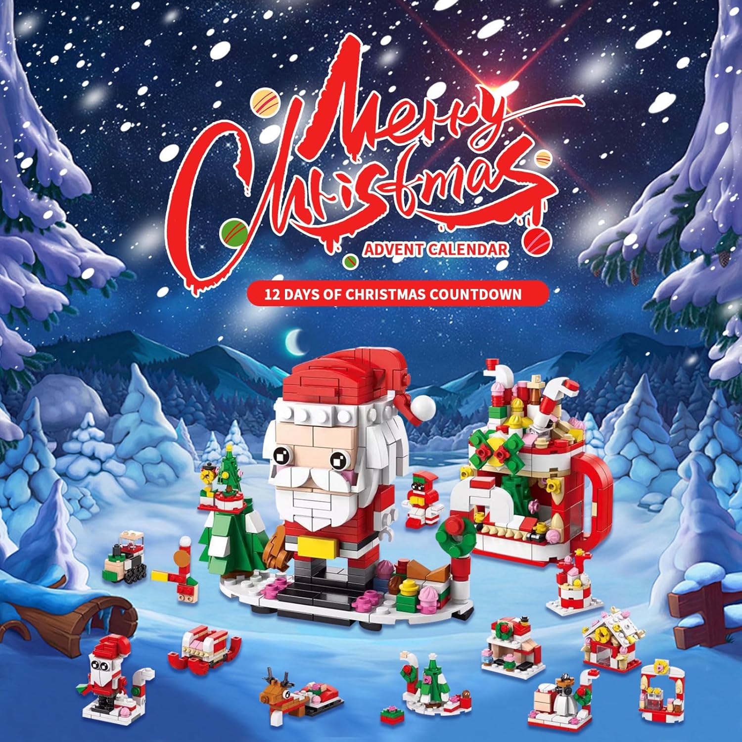 🎄Weihnachts-Adventskalender-Bausteinset🎁（12 verschiedene Bausteine）