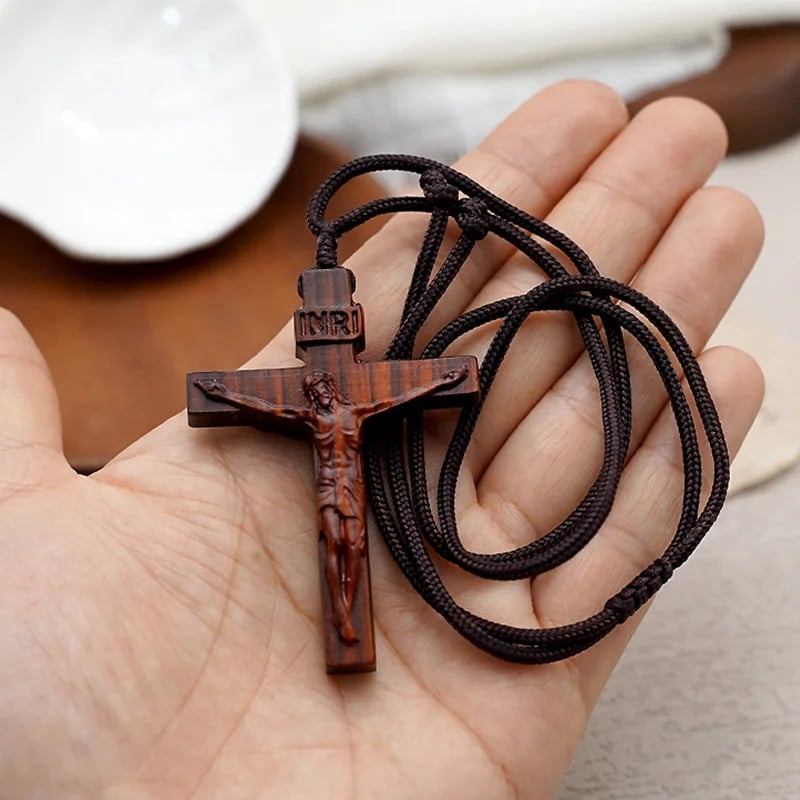 💝49% OFF-Jesus Cross Wooden Necklace