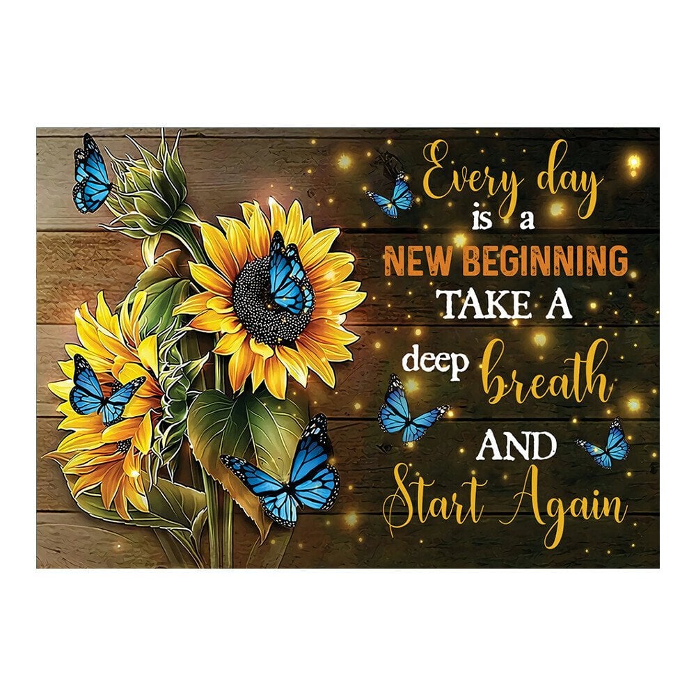 🔥Last day 50% OFF -🦋''Every Day Is A New Beginning''🌻-Butterfly Sunflowers Wall Art 💖