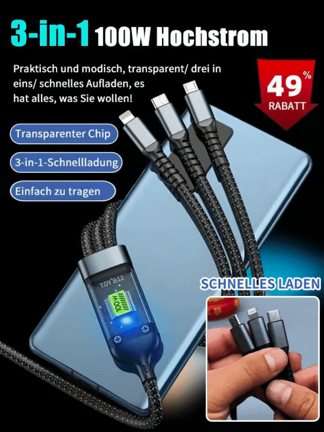 🔥Letzter Tag 49% Rabatt🔥Leuchtendes 3-in-1-Datenkabel mit superschneller Aufladung⚡