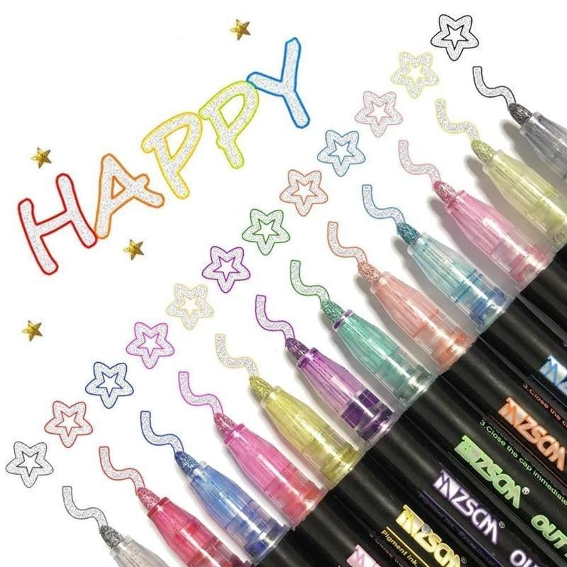 🎄⏰Last Day 49% OFF🎉 Double Line Outline Art Pen Marker Pen