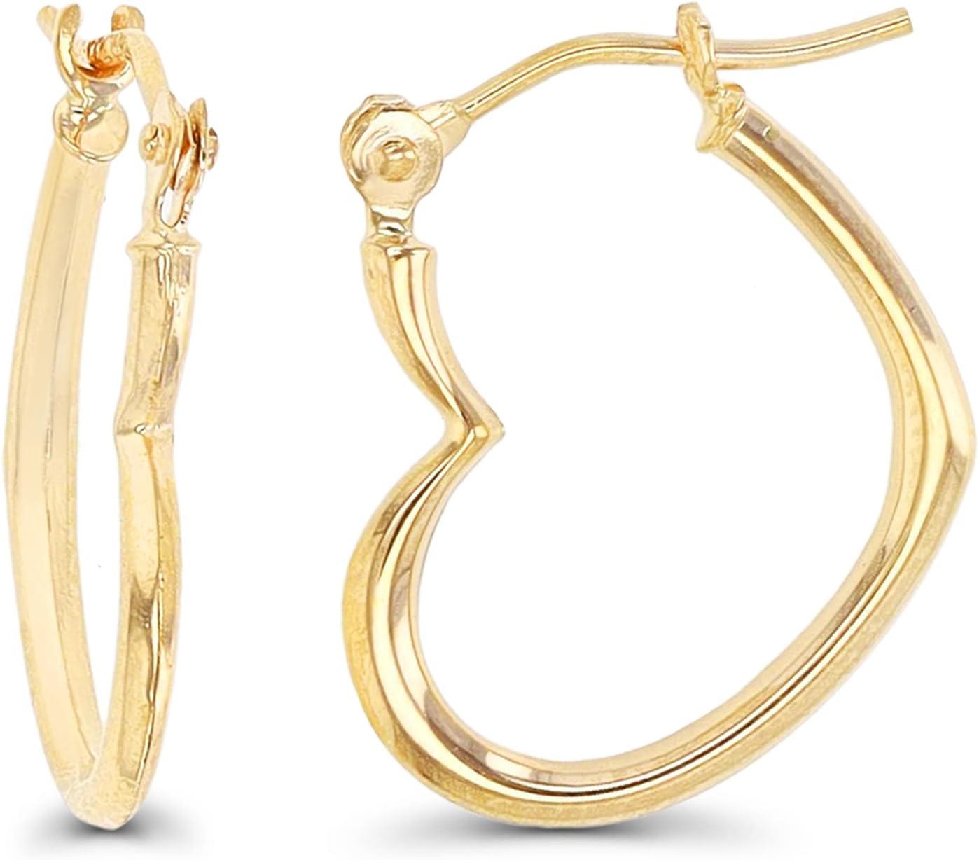 14K Gold Solid Hypoallergenic Heart Hoop Earrings - Tricolor Gold, Two Tone, Heart Shaped, Triple Heart, Shrimp Hoops