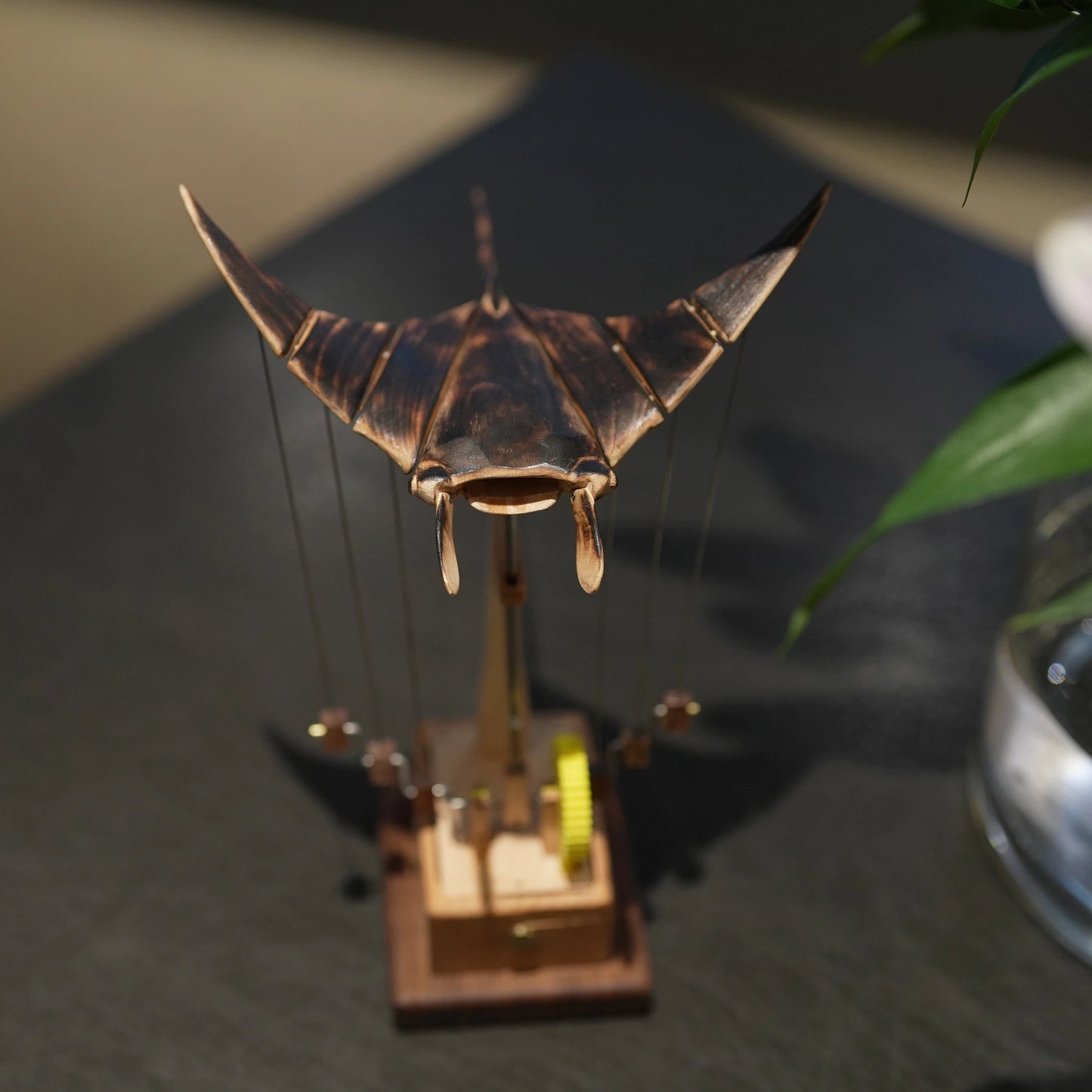 Artisan Handcrafted Wooden Manta Ray Automaton