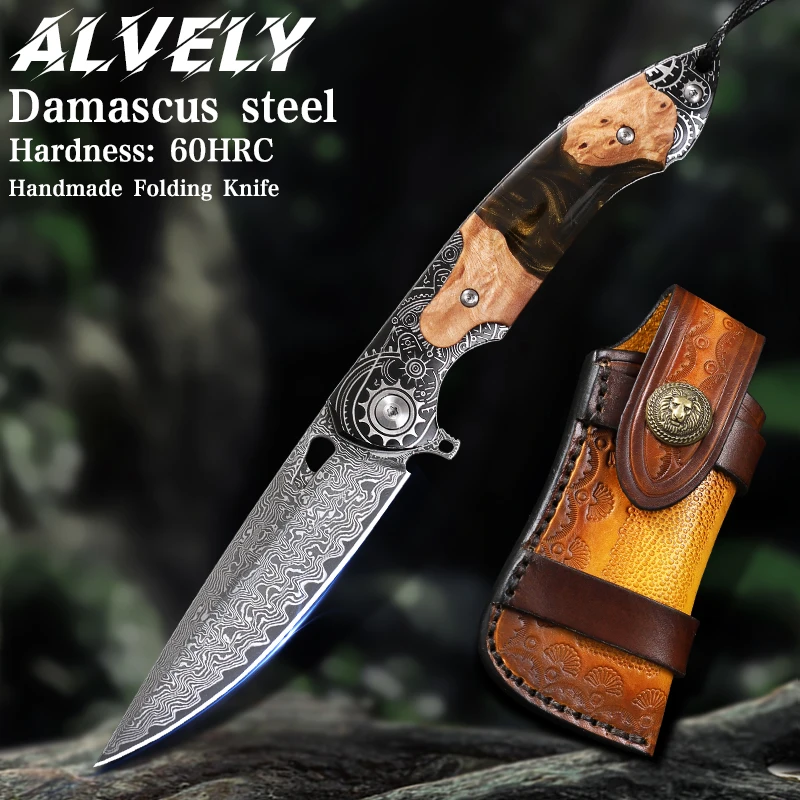 Handmade Damascus Folding Knife | For Men & Women | Camping & Travel