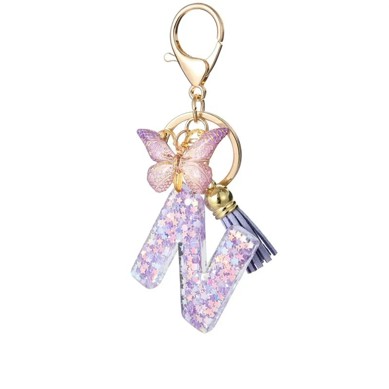 🔥Last Day 50% OFF - Butterfly Letter Keychain Tassel Design Vibrant Durable Lightweight Gift