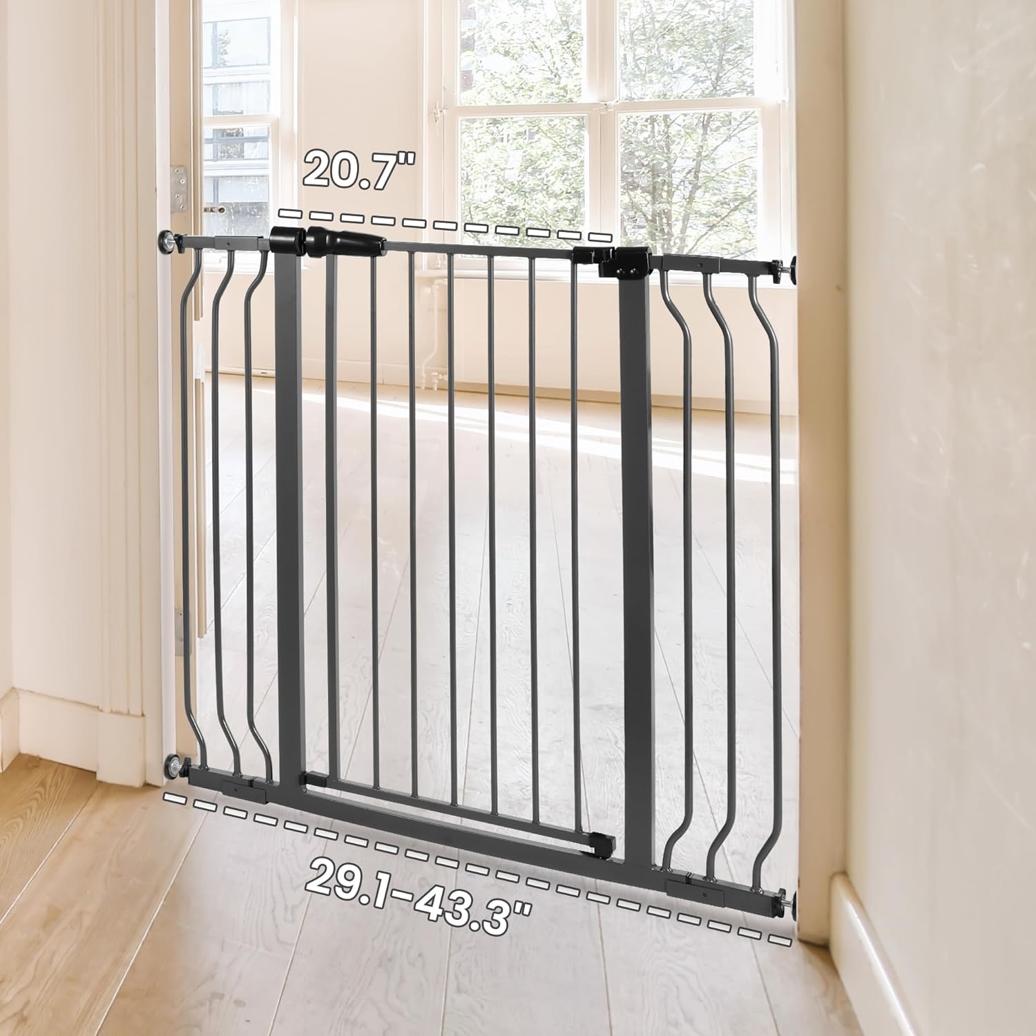 BalanceFrom Easy Walk-Thru Safety Gate for Doorways and Stairways with Auto-Close/Hold-Open Features, 30-Inch Tall, Fits 29.1 - 33.8 Inch Openings, Graphite