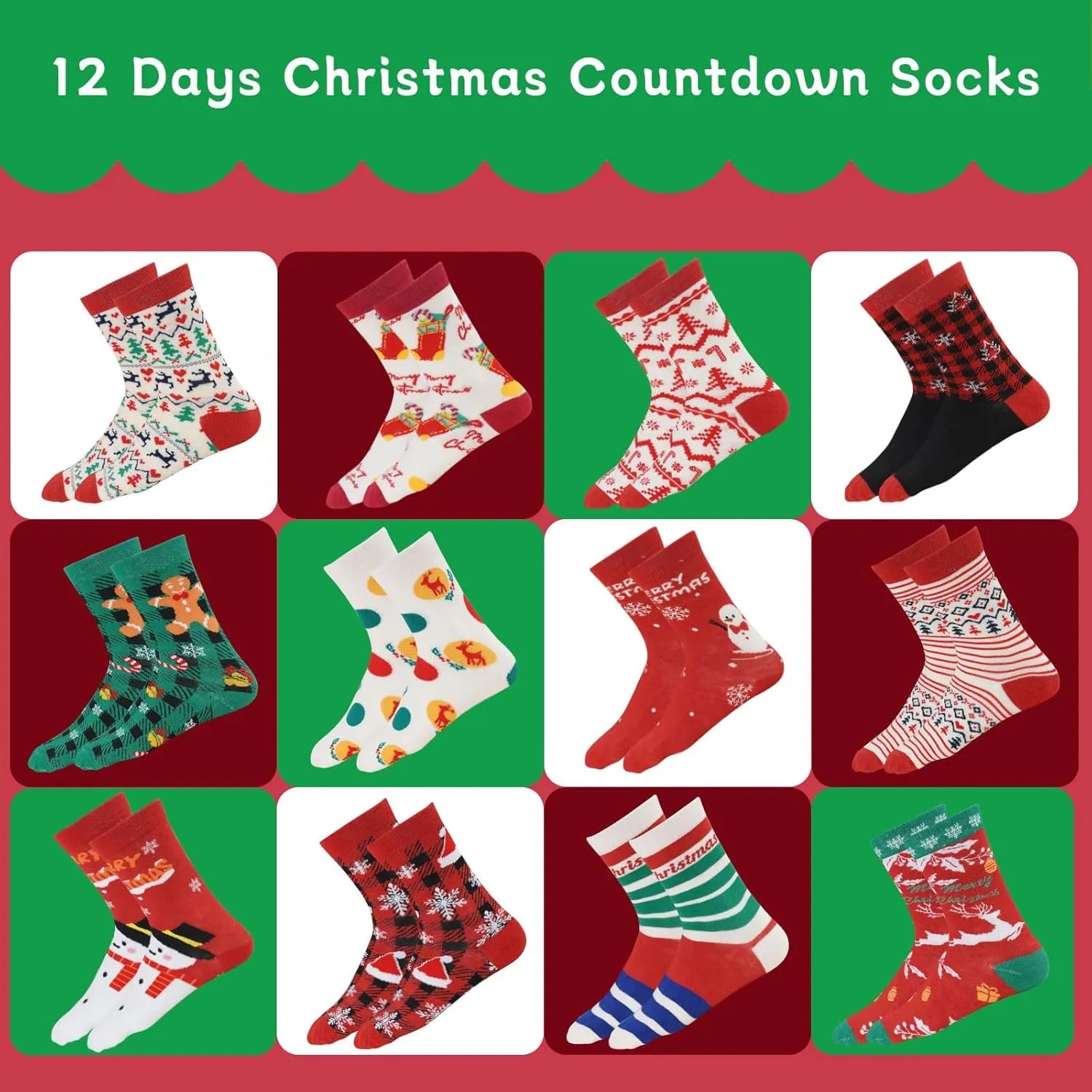 2024 Christmas Warm Socks Advent Calendar