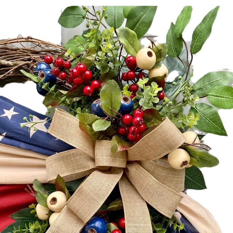 🏵100% Handmade Vintage American Flag Fallen Soldiers Memorial Rattan Wreath(𝐌𝐚𝐫𝐢𝐚𝐧𝐚 𝐒𝐦𝐢𝐭𝐡 𝐇𝐚𝐧𝐝𝐦𝐚𝐝𝐞®)
