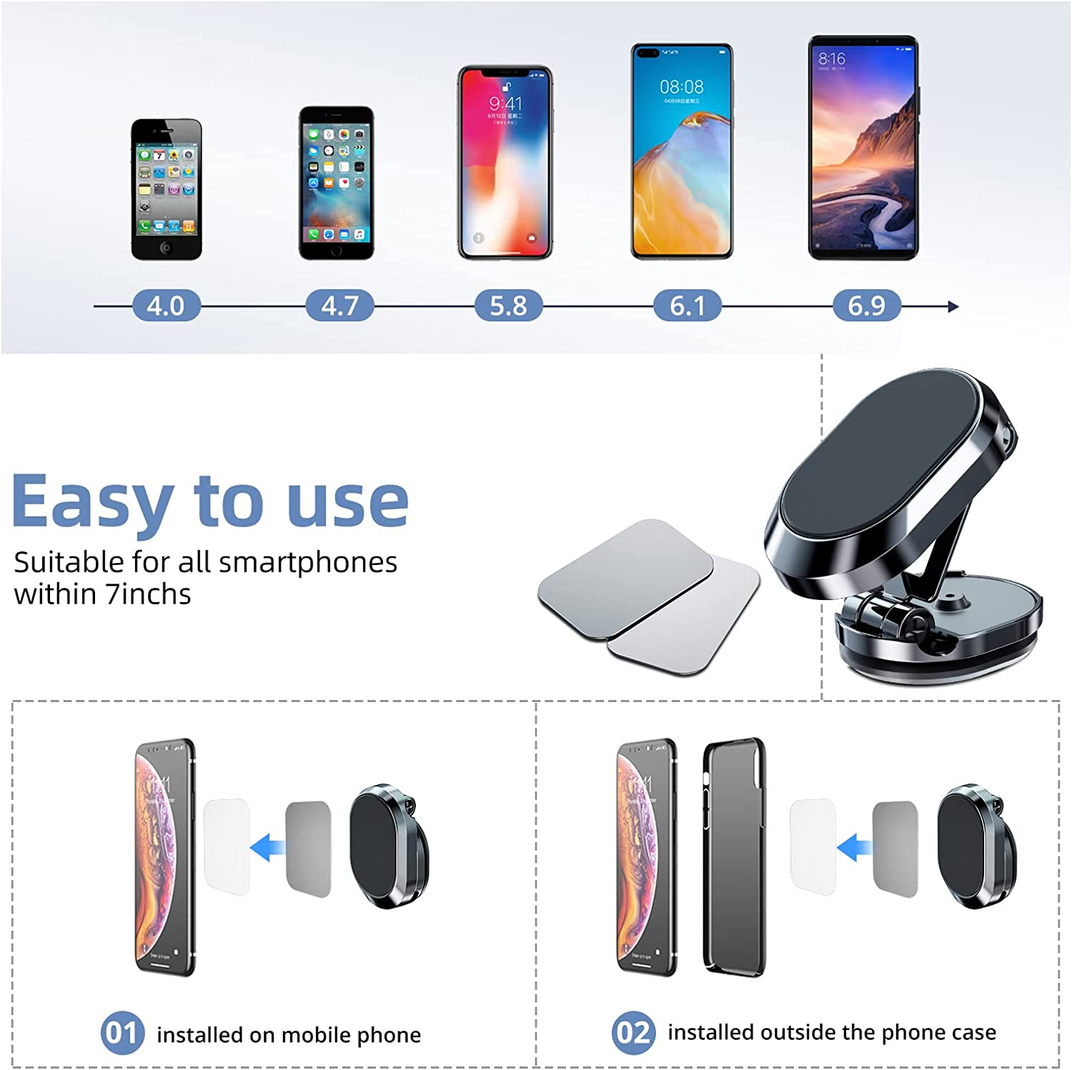 (🎄Christmas Hot Sale - 48% OFF) New Foldable Magnetic Car Phone Mount, BUY 3 GET 2 FREE & FREE SHIPPING