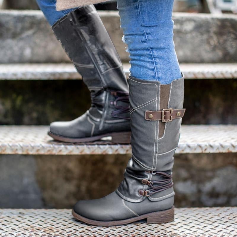 🎁LAST DAY 45% OFF🎁Women's Vintage Leather Zipper High Snow Boots