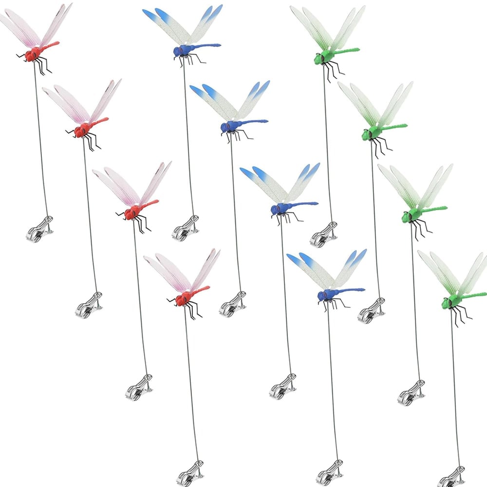 Dragonfly Clip Bug Repe Llent - 3D Dragonfly Garden Decor Deer and Horse Fly Deterrent for Indoor/Outdoor Garden