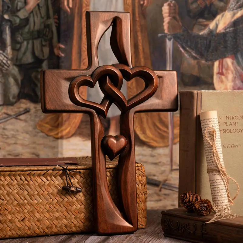 ✝️100% Handmade Intertwined Hearts Wooden Cross(𝐒𝐦𝐢𝐭𝐡 𝐇𝐚𝐧𝐝𝐦𝐚𝐝𝐞®)
