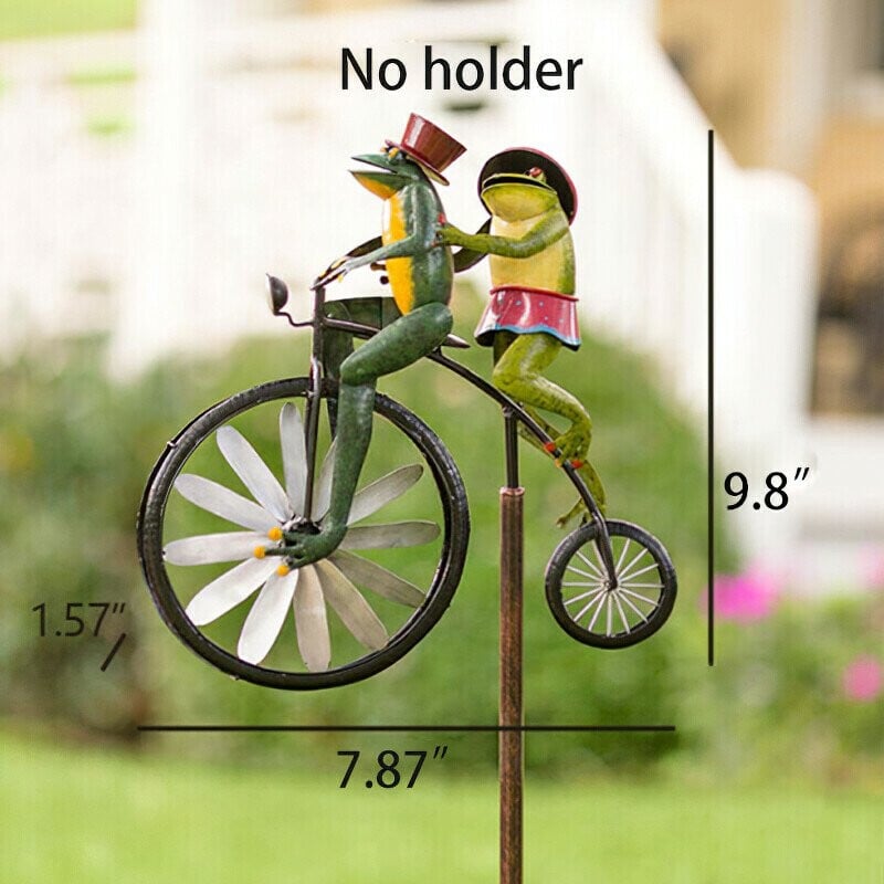 Mother's Day Limited Time Sale 70% OFF💓Frogs on a Vintage Bicycle Metal Wind Spinner