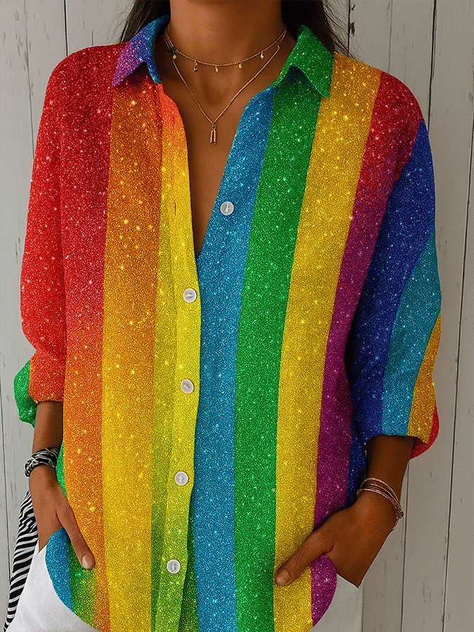 Women's Rainbow Art Print Casual Shirt
