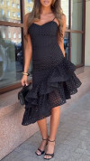 Ladies' Spaghetti Strap Hollow Irregular Splicing Elegant Dress