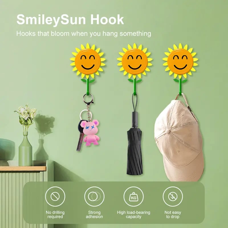 🌻Smiling Sunflower Wall Hook – Easy Wall Storage Hack for Key
