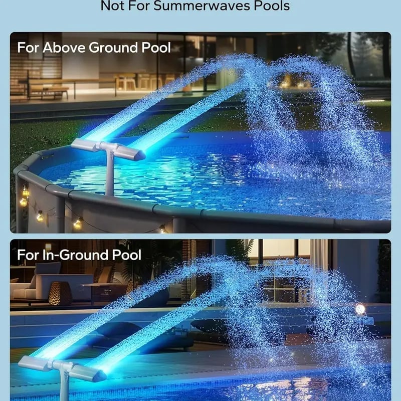 🎁TikTok Last Day Sale - 70% OFF🔥Solar Pool Fountain with Lights Dual Arc - Above/Inground Pool Fountain Lights with Remote Control