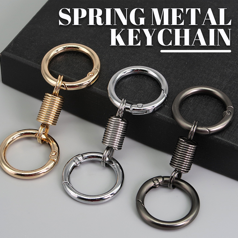 (🎄 Christmas Hot Sale - 49% OFF) 🔑Titanium Alloy Spring Double Ring Keychain - Buy 5 Get 5 Free