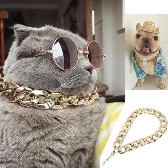 Awesome Thick Gold Chain Pets Collar-Can be joined together