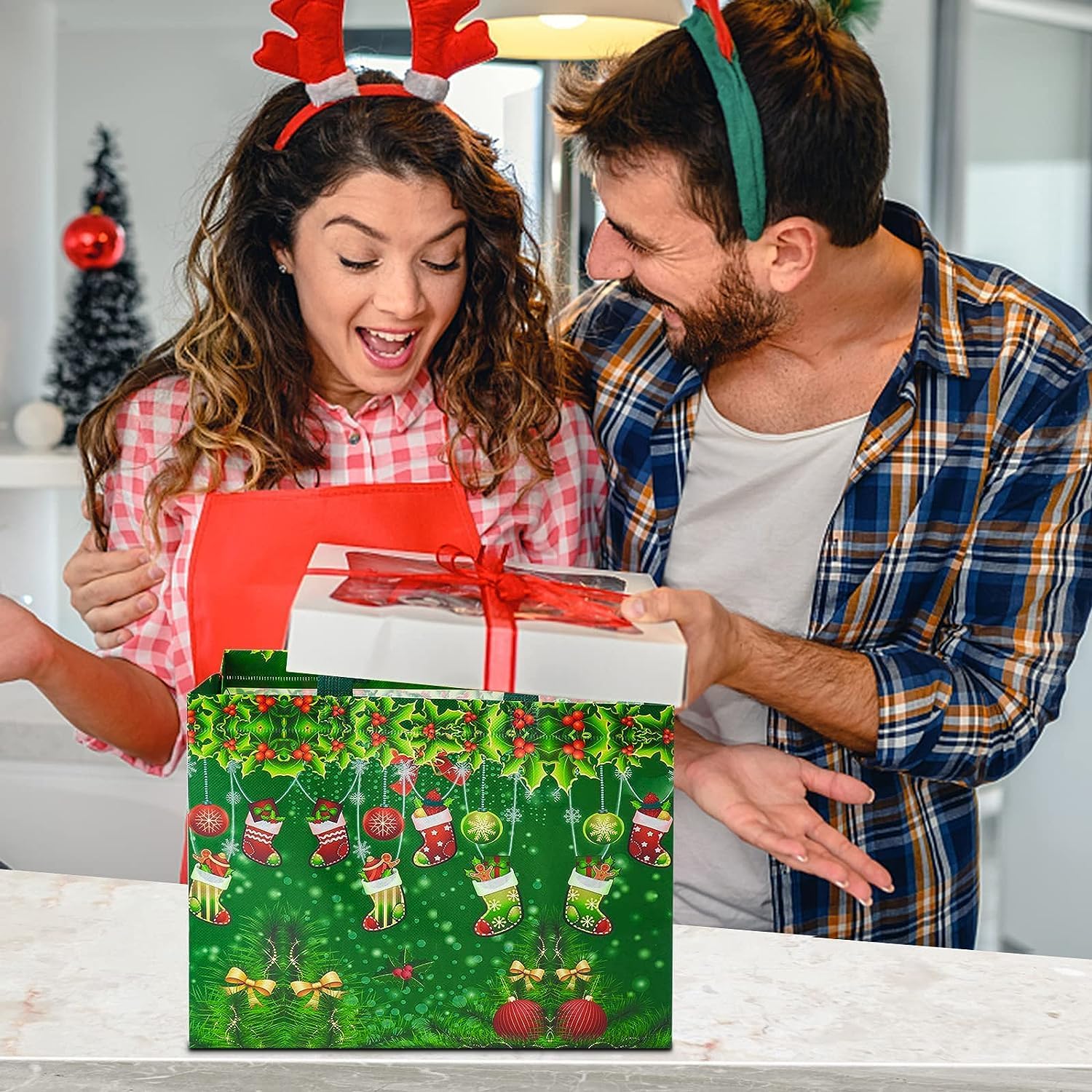 🔥Last Day Promotion 70% OFF🔥Christmas Gift Bags Large Reusable Tote Bags