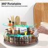 Lazy Susan Turntable Organizer for Cabinet Pantry Kitchen Countertop Refrigerator Cupboard, Pine Wood, 9