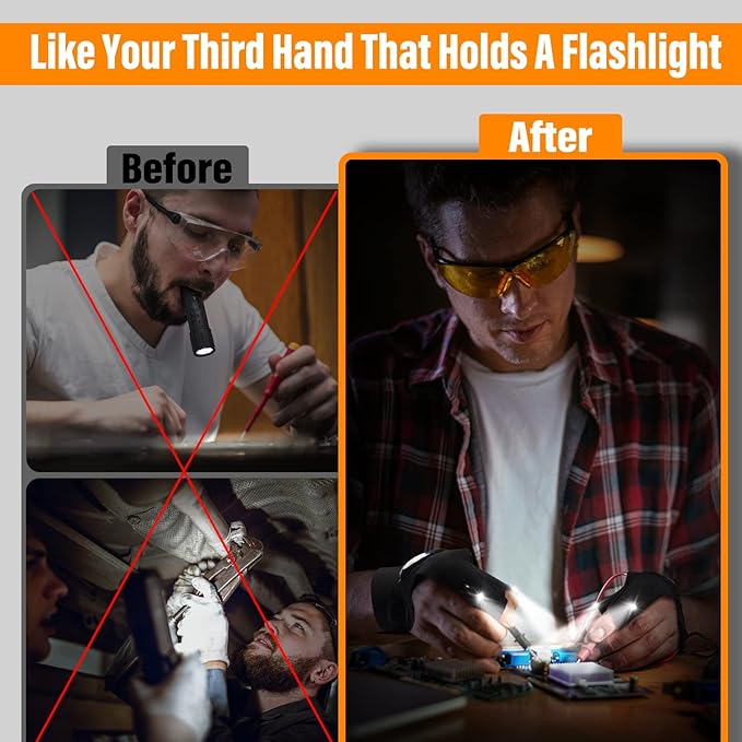 🎄(Christmas Hot Sale - 49% Off) LED Flashlight Waterproof Gloves