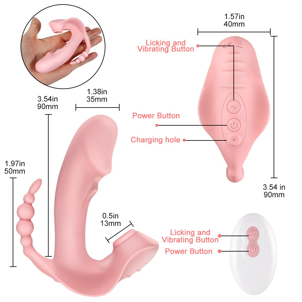 SHEMESIX - Women's Tongue Sucking Vibrating Masturbation Device Pulling Wearing Butterfly Jumping Egg Sexual Toys