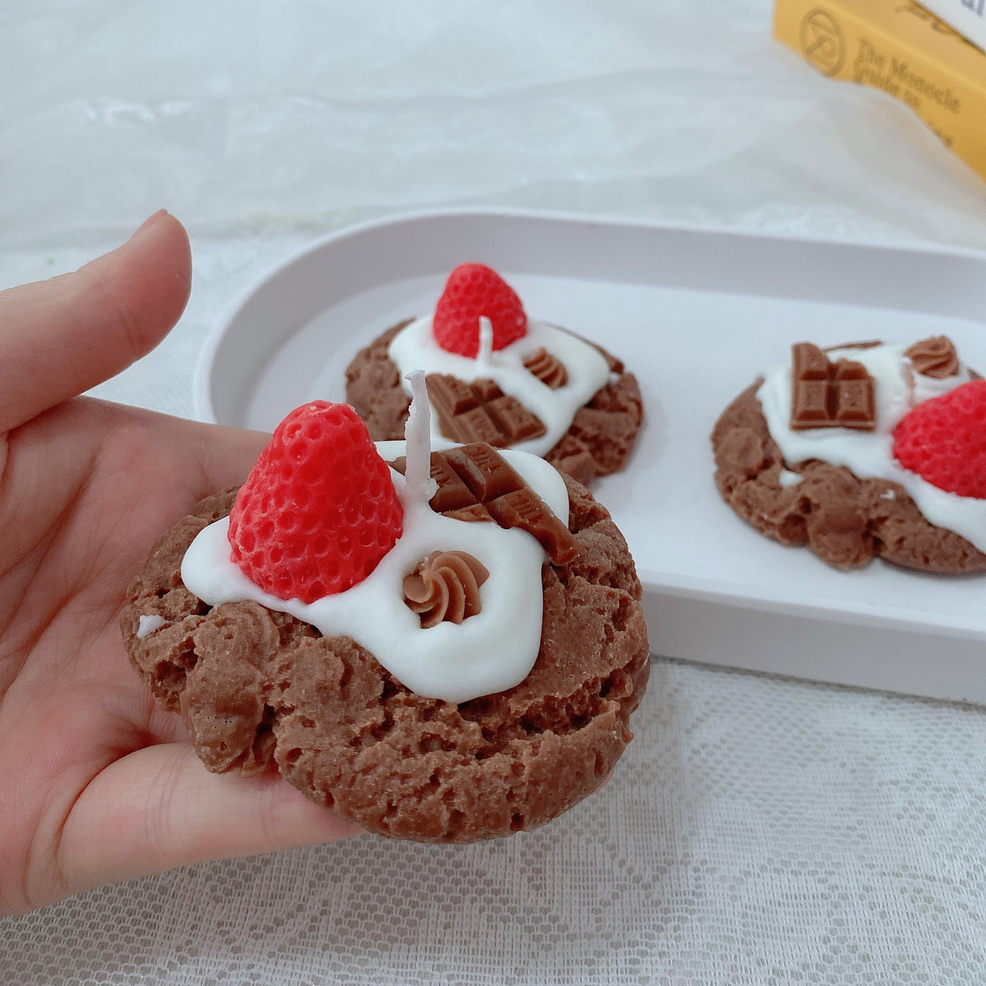 Hand-Crafted, Strawberry Chocolate Cookies Scented Candles -Buy 2 Free Shipping