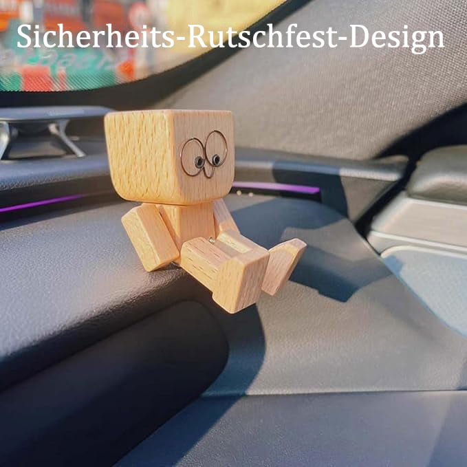 Charmante kleine Holzfigur, die mit 12 magnetischen Ausdrücken schwankt