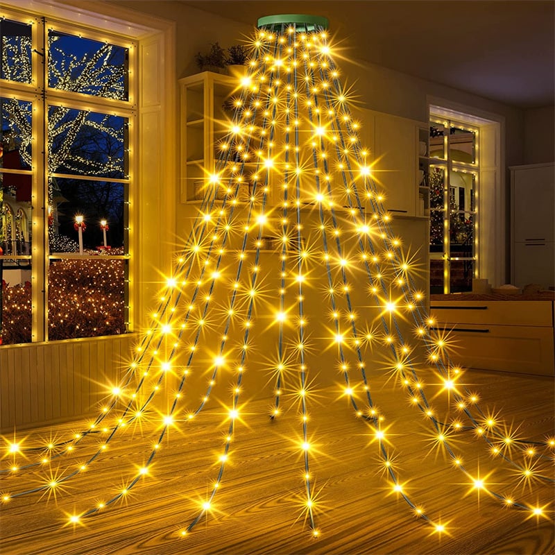 🔥Last Day Promotion 48% OFF-🎁-Christmas Tree Waterfall Lights with Ring🎄