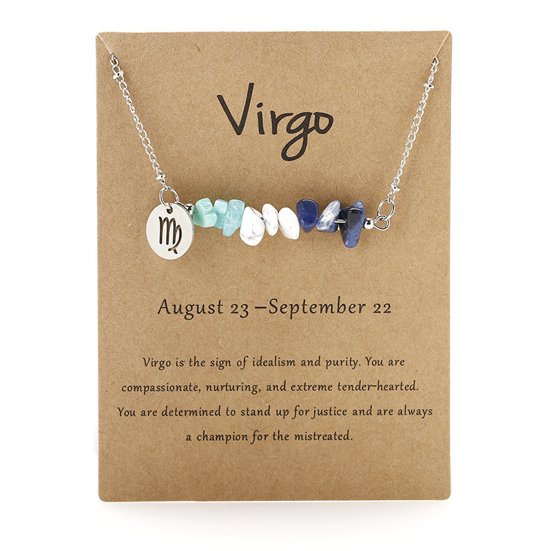 <strong>Handmade</strong> Natural Gemstone Zodiac Silver Necklace - <strong>Last Day Clearance Sale 70% OFF</strong>