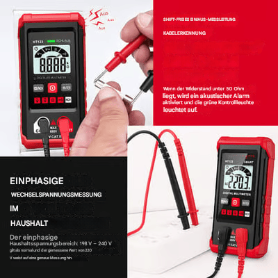 👍Neues automatisches Digitalmultimeter HT – mit berührungsloser Spannungsfunktion für Wechsel-/Gleichspannung (rot)
