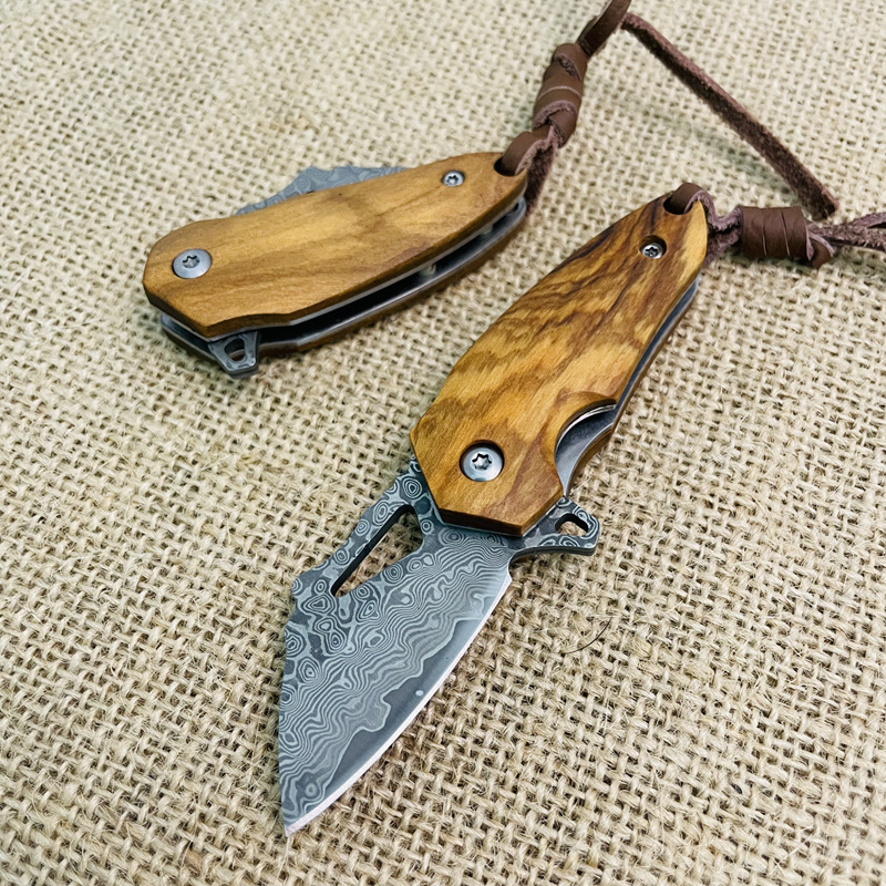 Soybean Damascus Steel Mini Pocket Knife