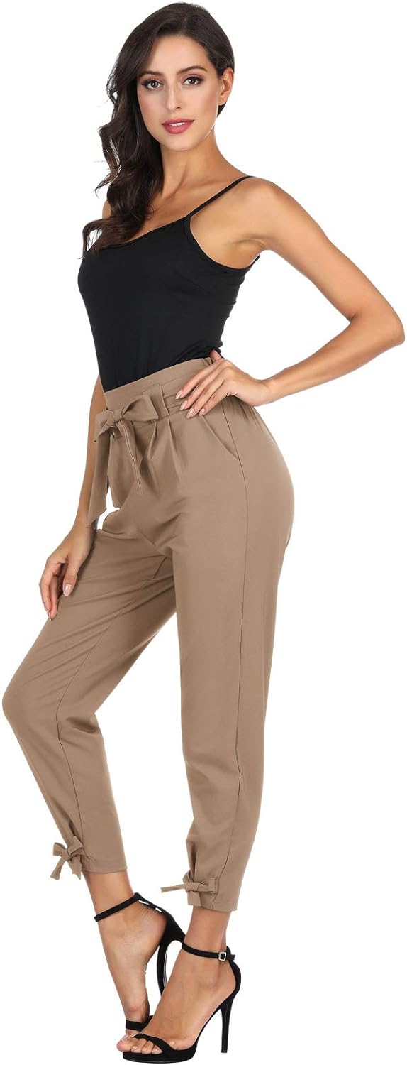 GRACE KARIN Womens Casual High Waist Pencil Pants with Bow-Knot Pockets for Work