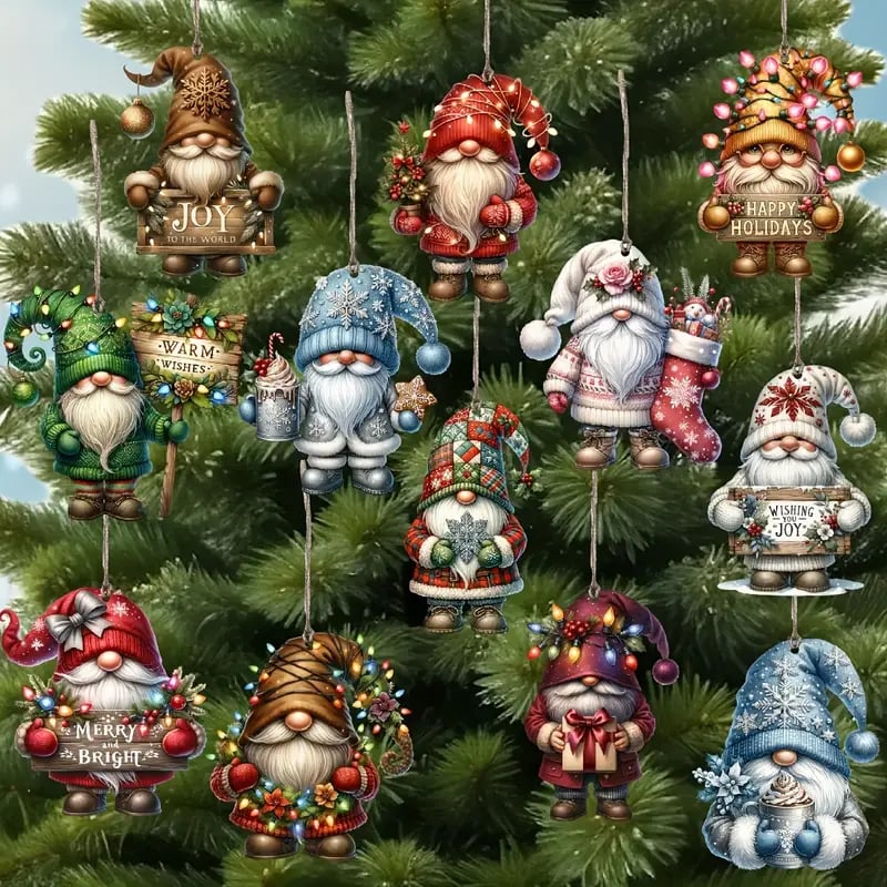 (🌲Early Christmas Sale- 49% OFF) Wooden Dwarf Christmas Tree Ornaments Set (12pcs)