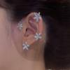 Vintage Crystal Butterfly Flower Ear Cuffs 2pcs Non-Pierced Sparkling Iced Out Rhinestone Butterfly Cartilage Climber Ear Wrap Prom Party Festival Ear Jewelry for Women