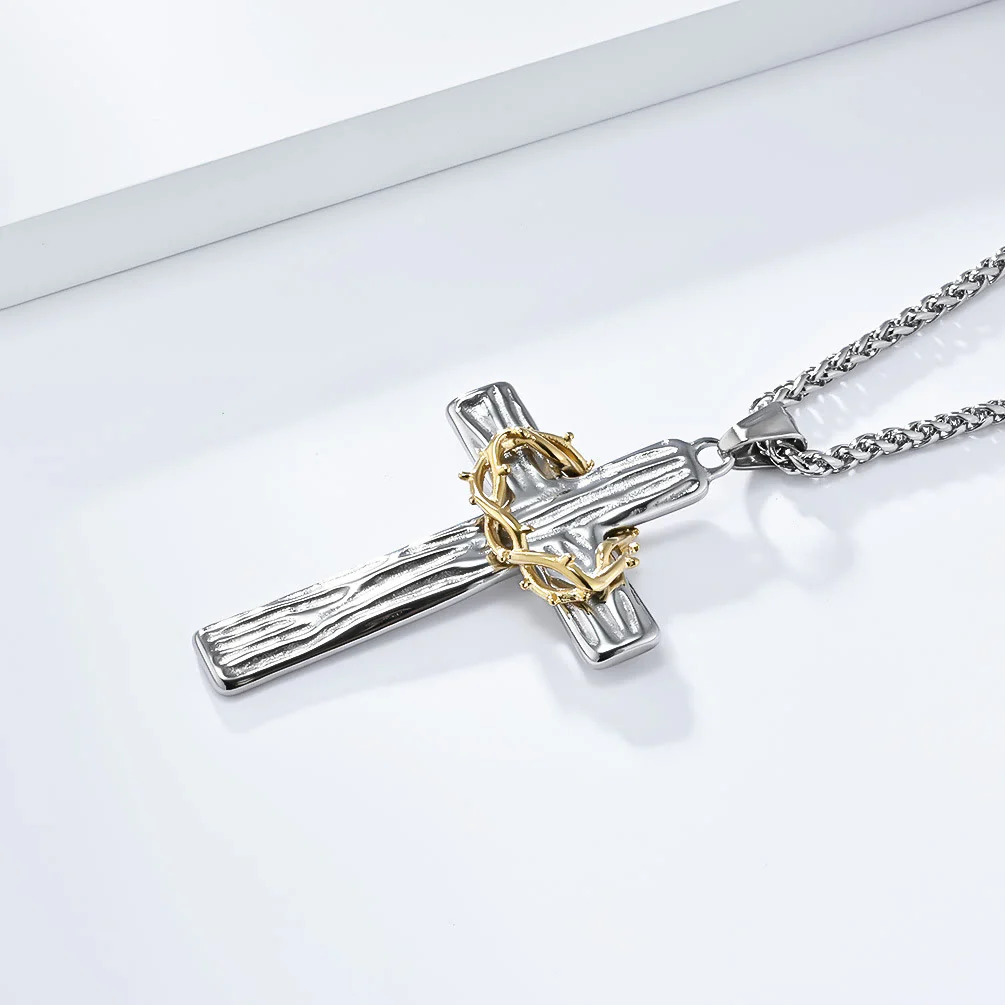 ✝️100% Handmade Crown Of Thorns Cross Necklace