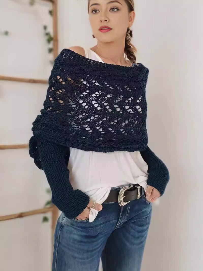 ✨TikTok Black Friday Deals - 70% OFF🎁Scarf With Sleeves, Knitted Cable Wrap