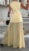Women's V-neck Sleeveless Knitted Top + Splicing Temperament Suit