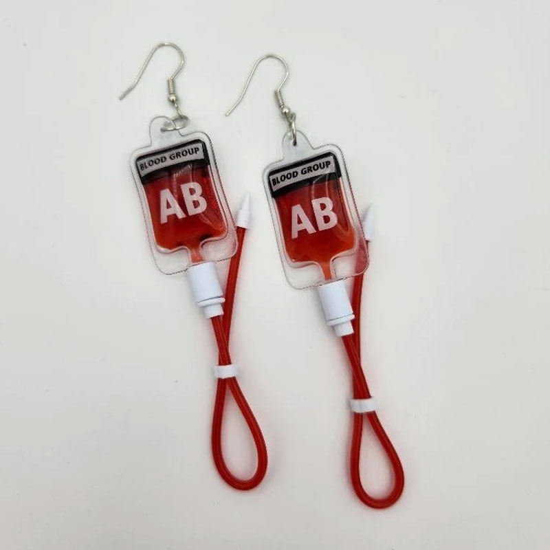 Blood Bag Earrings fake blood