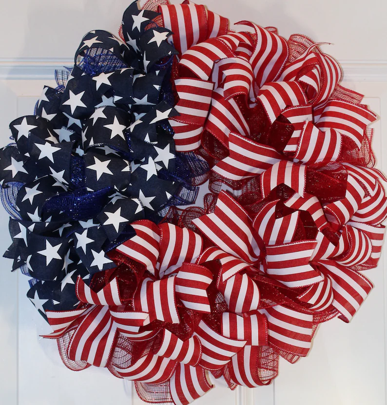 💞Handmade Patriotic ribbon Wreath